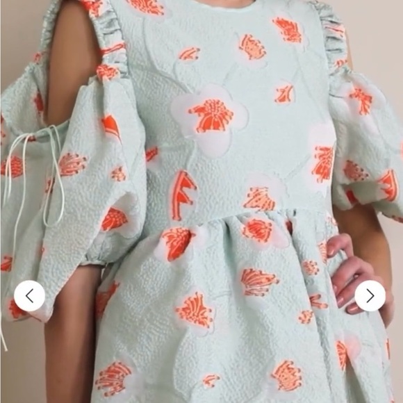 Cecilie Bahnsen Dress - Fenja Cold-Shoulder Midi Dress - Size 4 - Picture 4 of 12